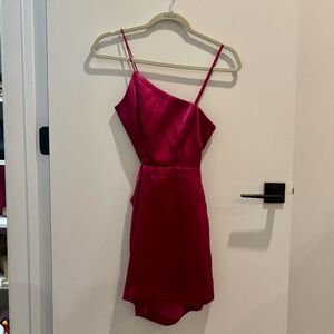 Aidan Mattox One Shoulder Dark Pink dress (size 0)